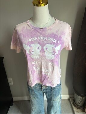 Pokemon Pink & Lavender Tie-Dye Pikachu Crop Top